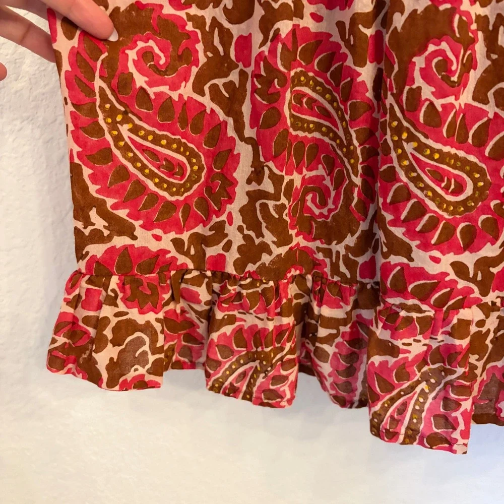 Cleobella Zahara Ankle Dress M Maxi Organic Cotton Paisley Resort Boho Vacation - Picture 6 of 12